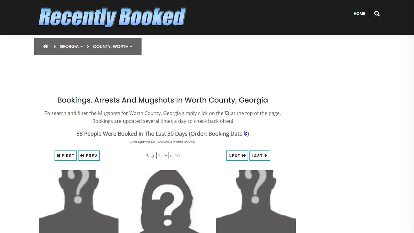 Bookings, Arrests and Mugshots in Worth County, Georgia - Recently Booked