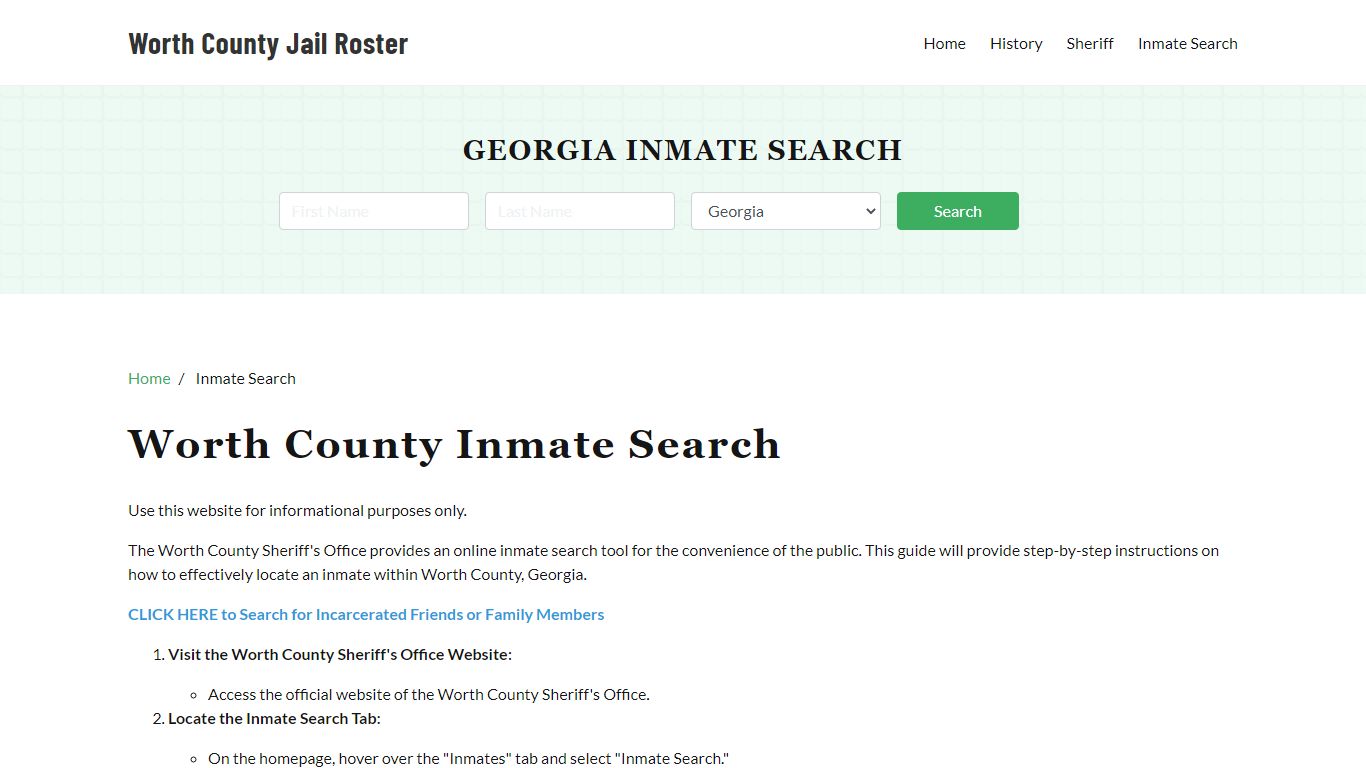 Worth County, GA Detainee Lookup