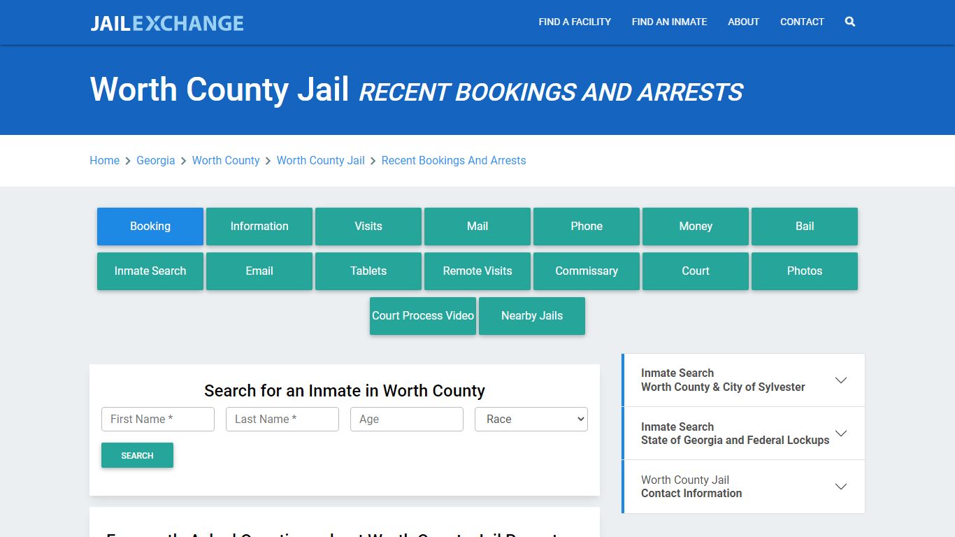 Worth County Jail GA Recent Arrests and Bookings - Jail Exchange