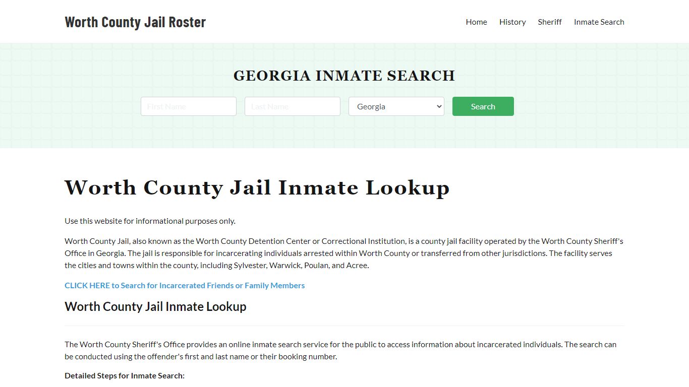 Worth County Jail Roster Lookup, GA, Inmate Search